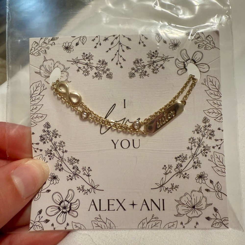 Alex and Ani Gold Sister Infinity Bracelet with Charm